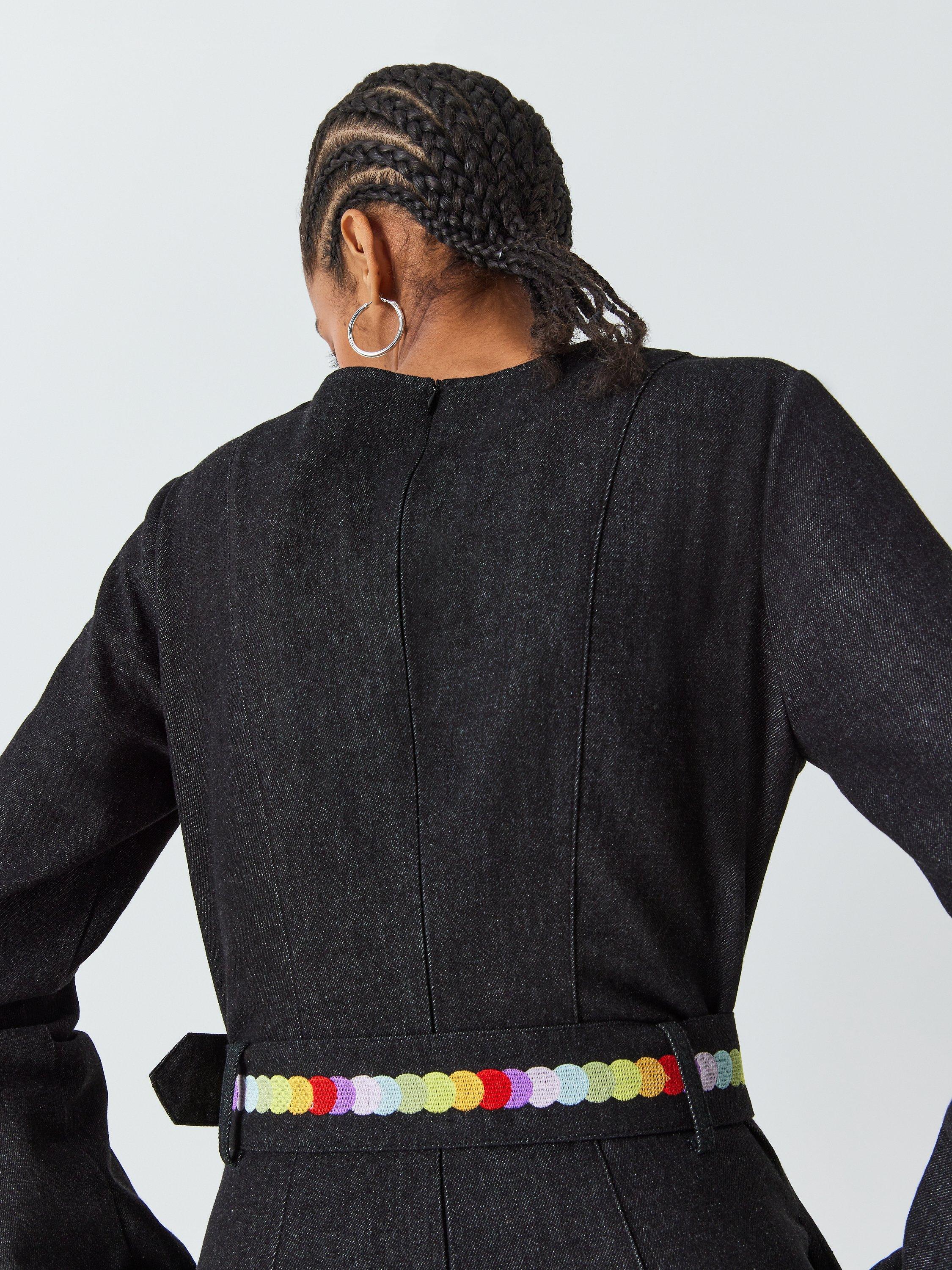 Product image 5 of 6, which shows Olivia Rubin Embroidered Belt Mini Dress, Black Wash, 6
