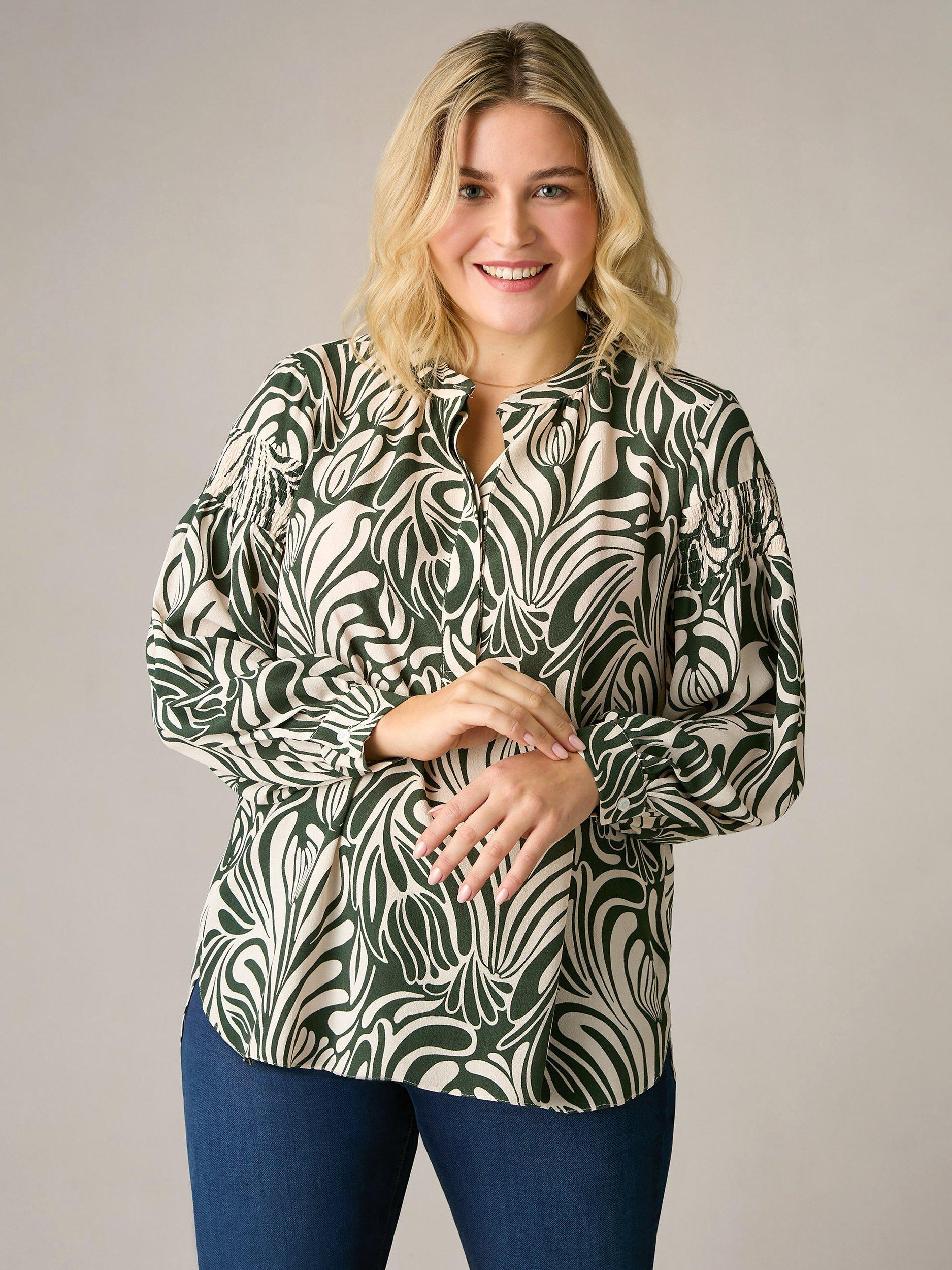 Live Unlimited Curve Abstract Print Blouse, Green/Multi