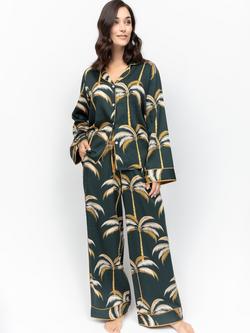 Fable & Eve Pimlico Palm Print Pyjama Set, Emerald Green - view 2, Emerald Green