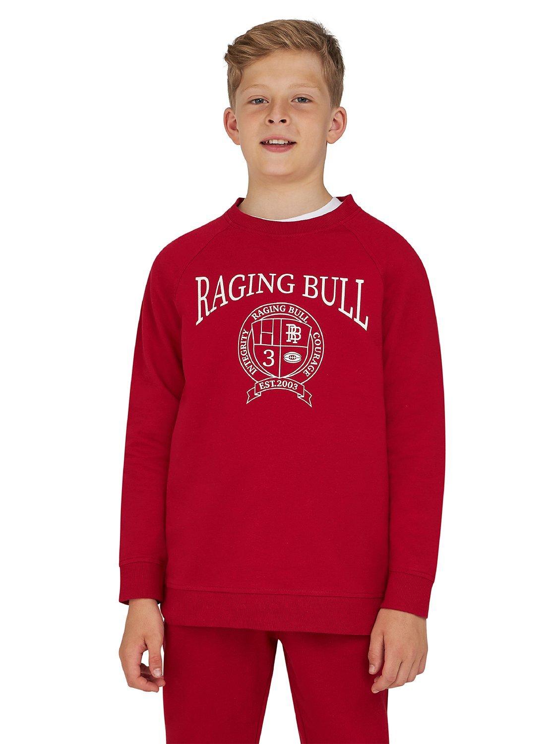 Raging Bull Kids' Crest Crew Neck Jumper, Red
