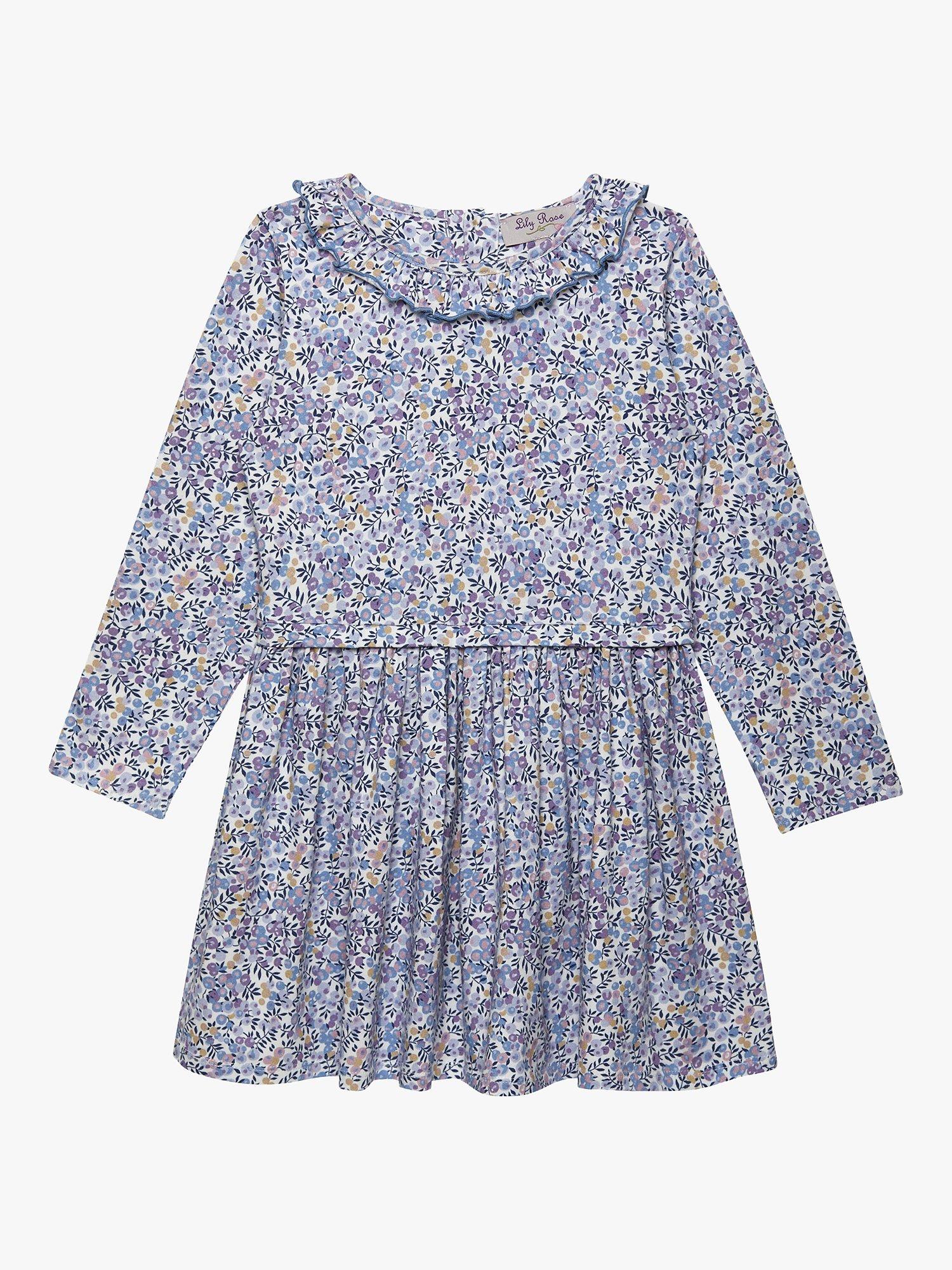 Trotters Kids' Liberty's Wiltshire Print Drop Waist Jersey Dress, Lilac