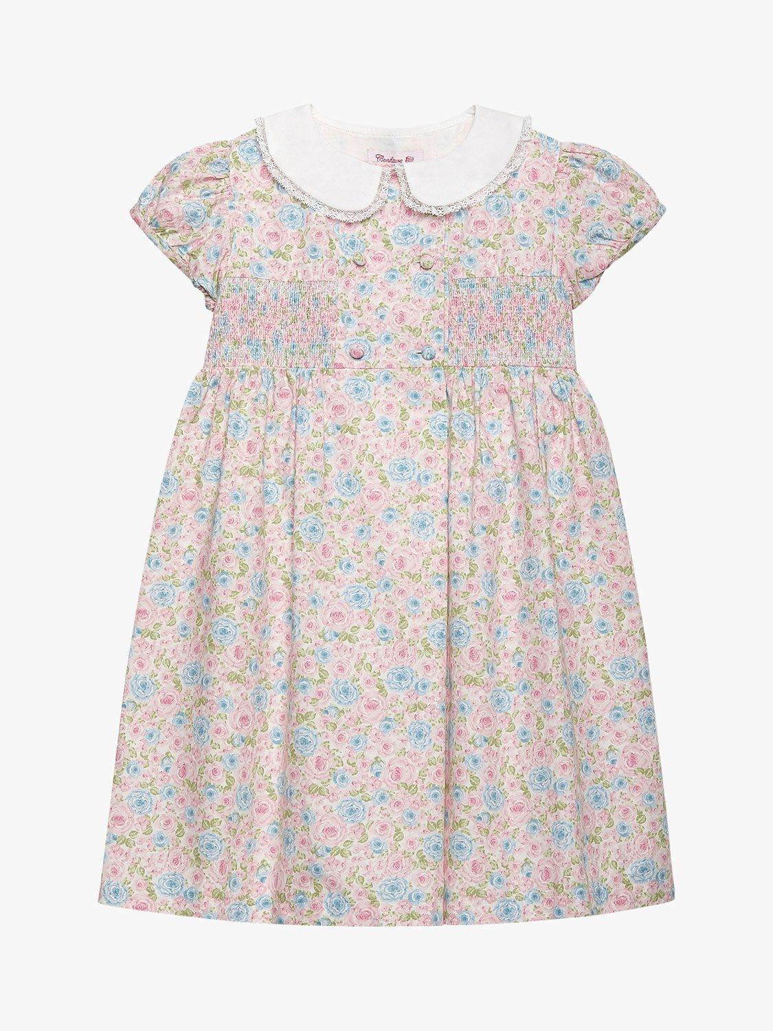Trotters Kids' Alice Floral Smocked Dress, Pink/Multi
