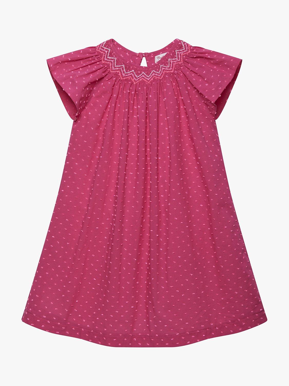 Trotters Kids' Pippa Embroidered Smocked Dress, Pink