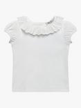 Trotters Kids' Elsie Broderie Anglaise Willow Collar T-Shirt, White