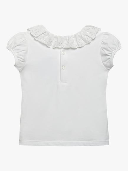 Trotters Kids' Elsie Broderie Anglaise Willow Collar T-Shirt, White - view 2, White