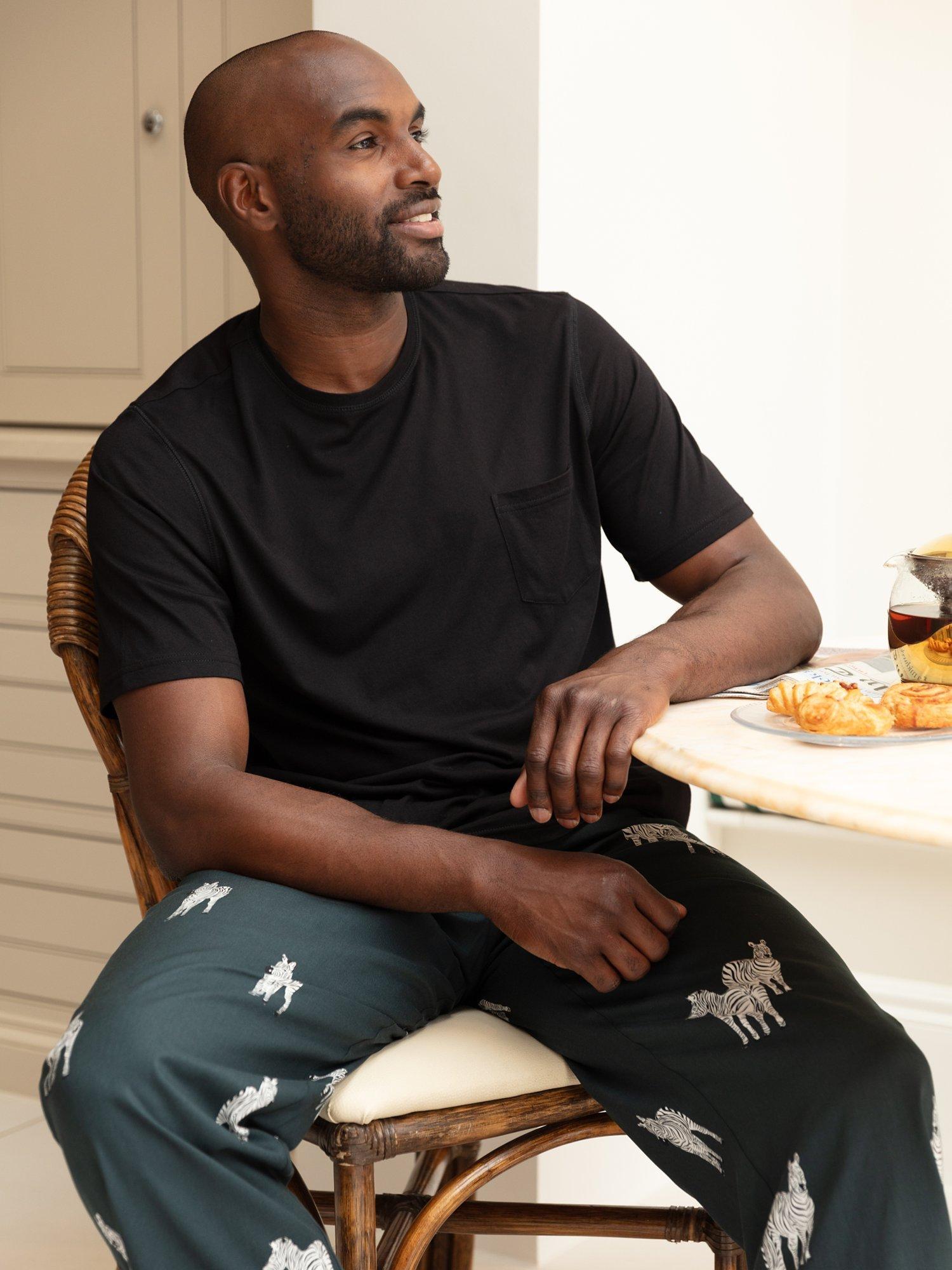 Product image 1 of 4, which shows Cyberjammies Zebra Print Pyjama Bottoms, Dark Green, S