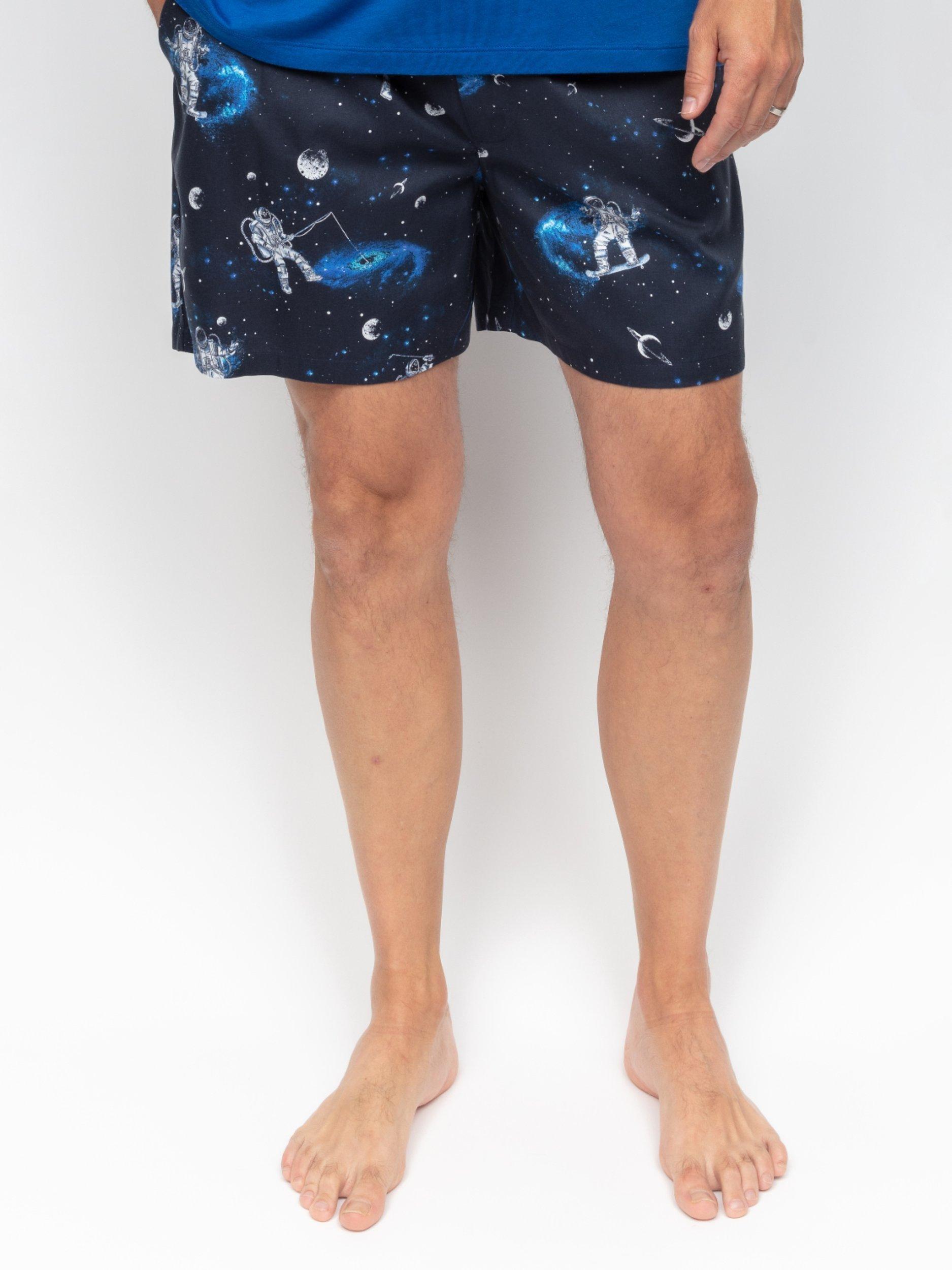 Product image 1 of 3, which shows Cyberjammies Aldrin Astronaut Print Pyjama Shorts, Navy/Multi, S