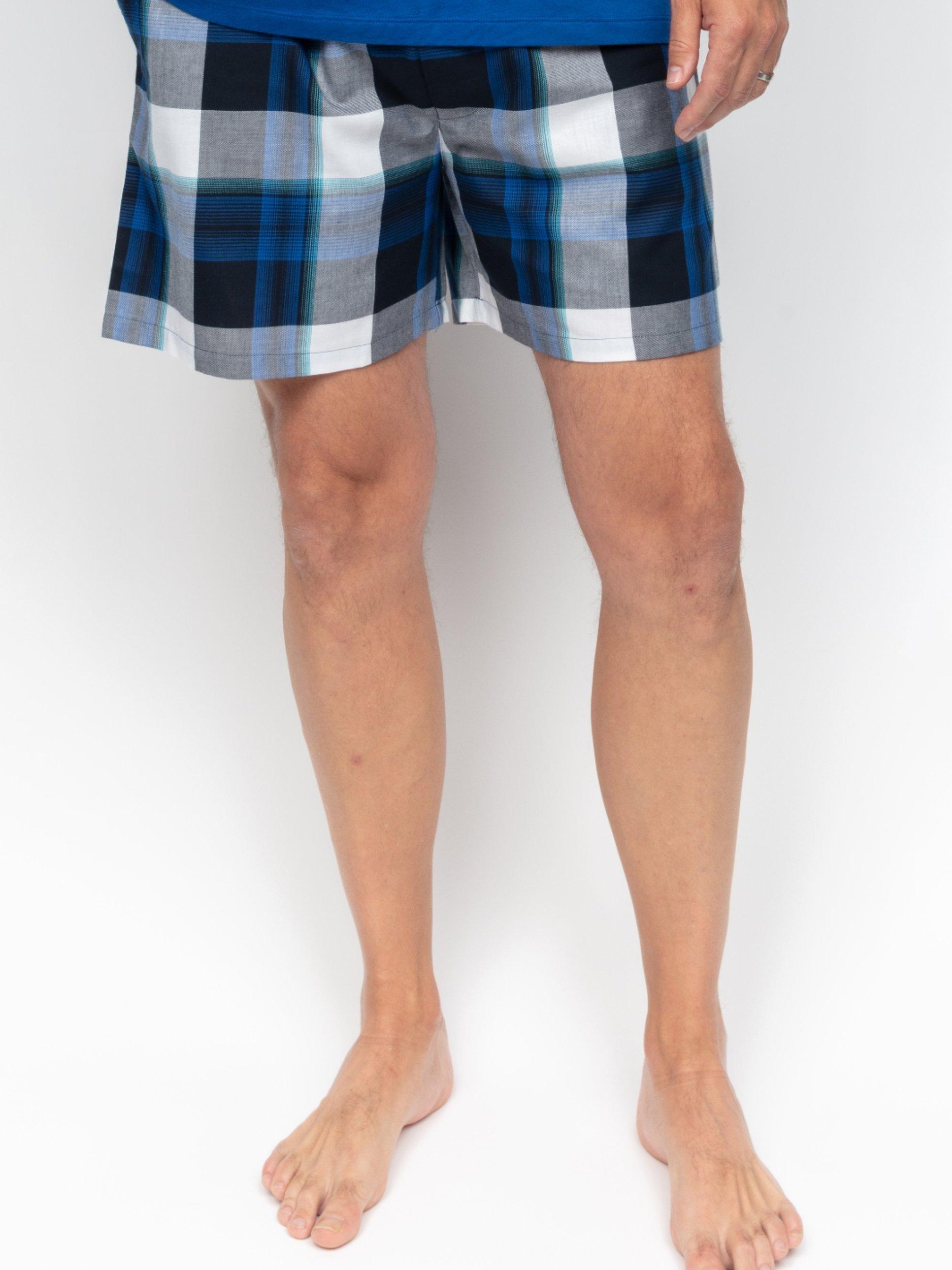 Product image 2 of 4, which shows Cyberjammies Aldrin Check Cotton Pyjama Shorts, Navy/Multi, S