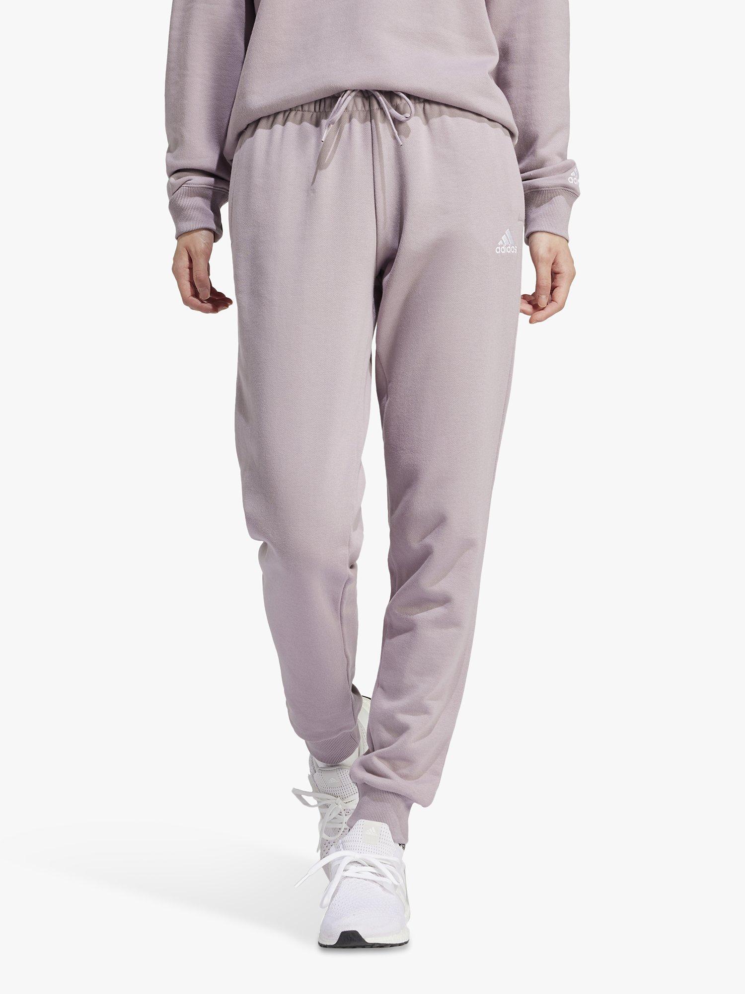 adidas Essentials Linear French Terry Cuffed Joggers, Grey/Purple
