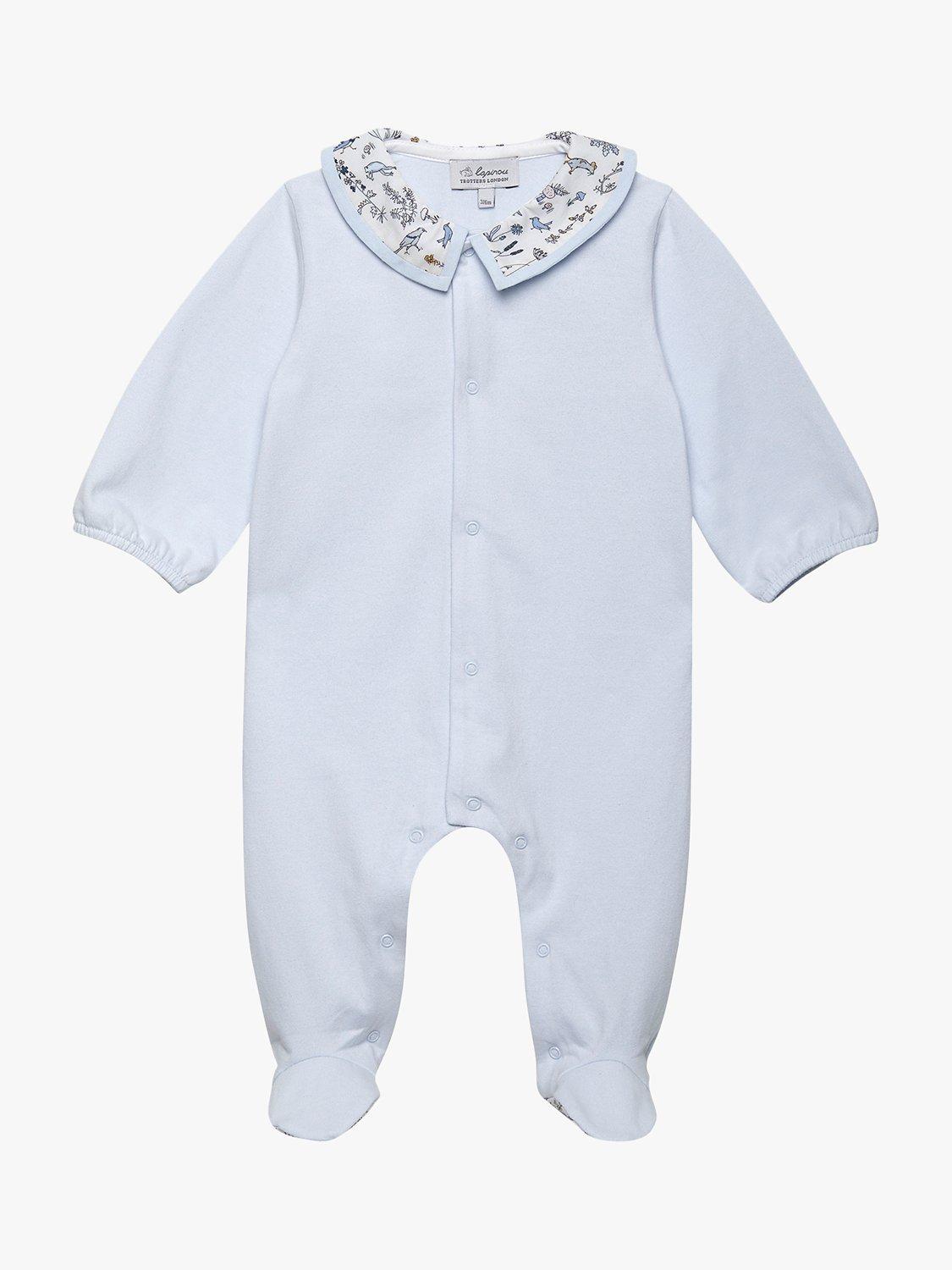 Trotters Baby Theo Eton Collar Organic Cotton Blend Bodysuit, Blue