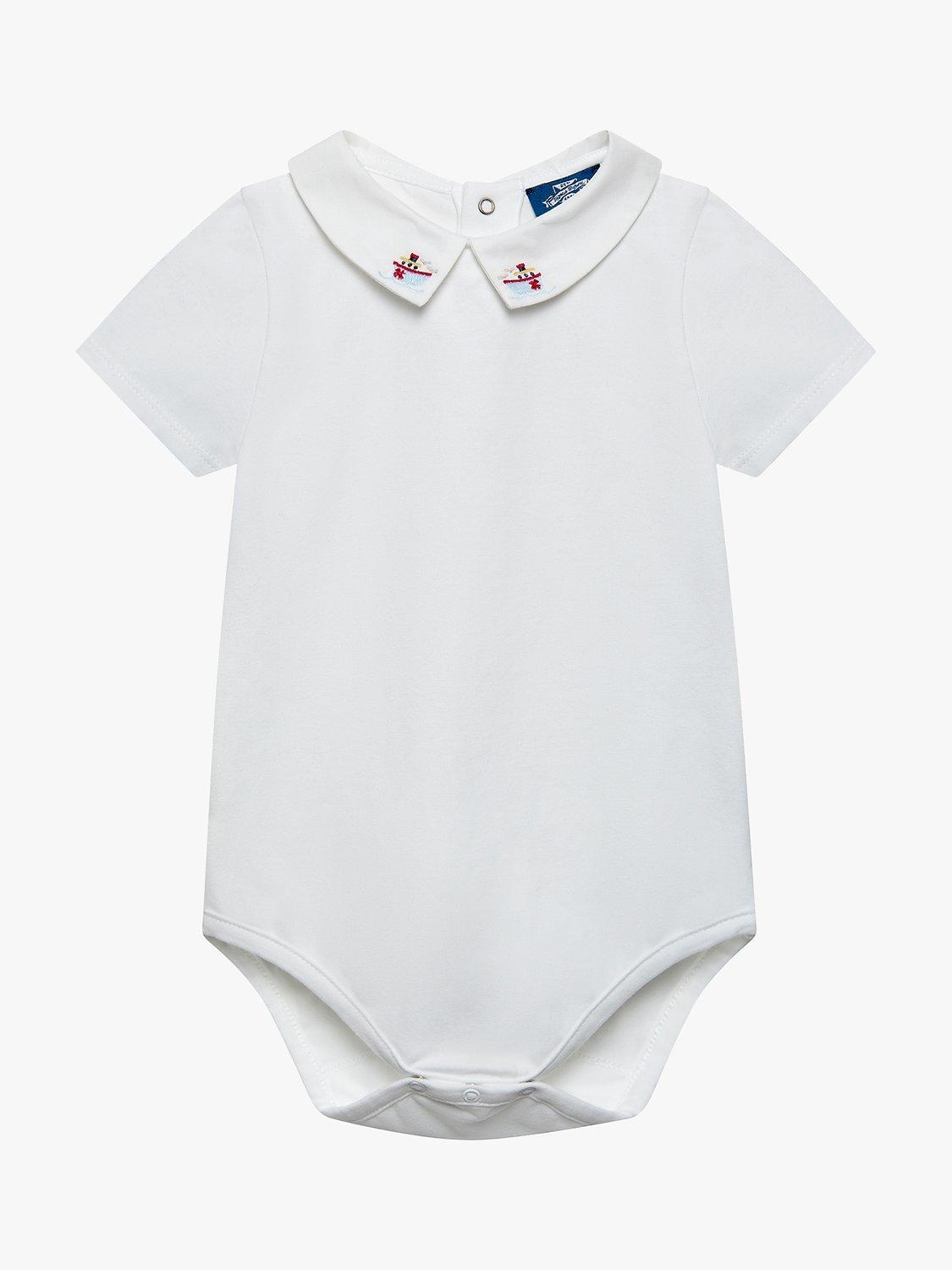 Trotters Baby Monty Tugboat Jersey Bodysuit, White