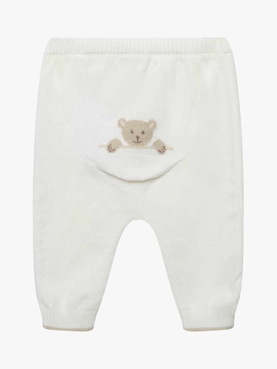 Trotters Baby Teddy Bear Intarsia Wool Blend Leggings, Off White