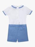 Trotters Baby Rupert Linen Blend Short Sleeve & Shorts Set, French Blue/White