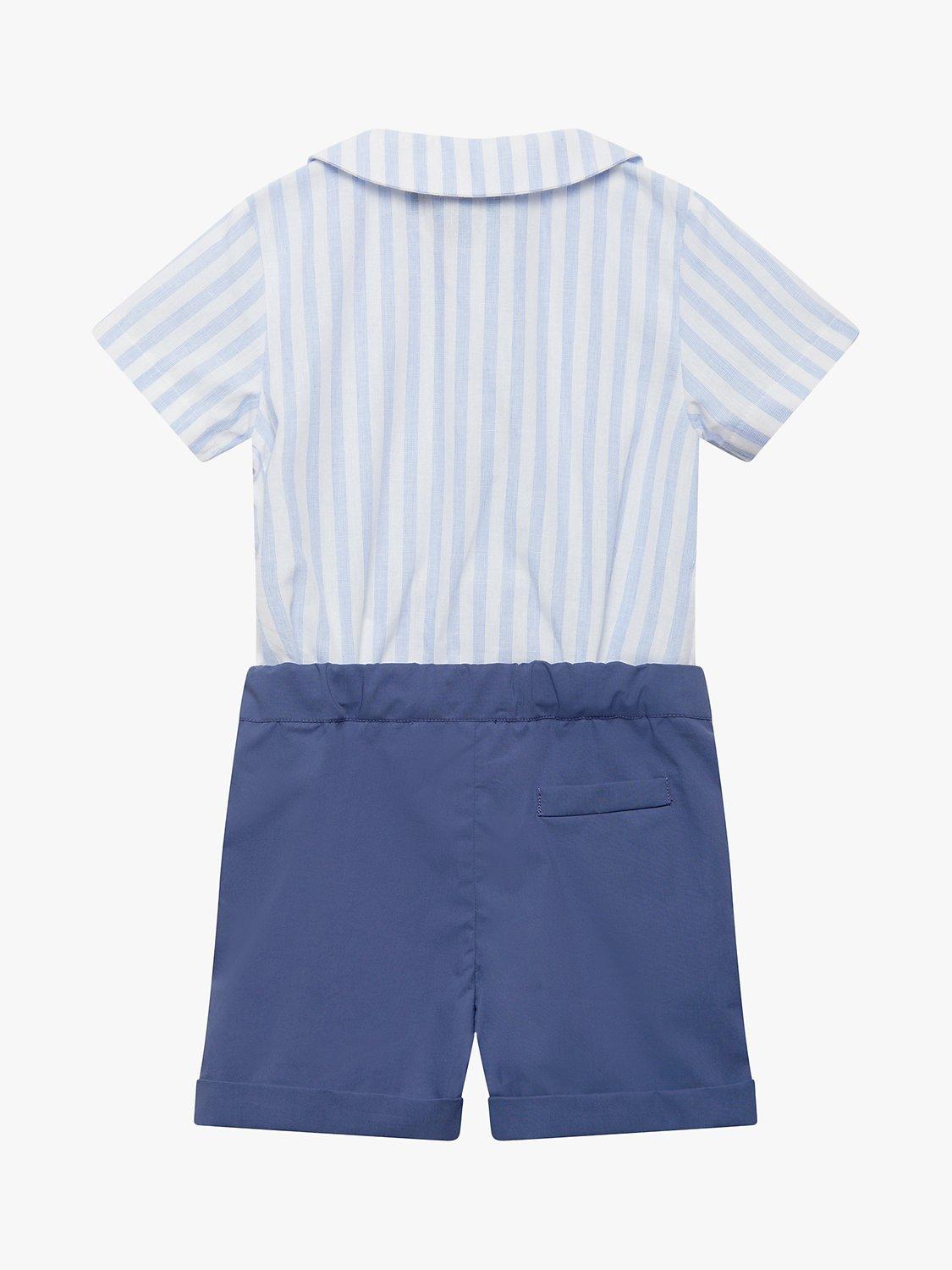 Product image 2 of 7, which shows Trotters Baby The Rupert Shirt & Shorts Set, Navy/Pale Blue, 3-6 months