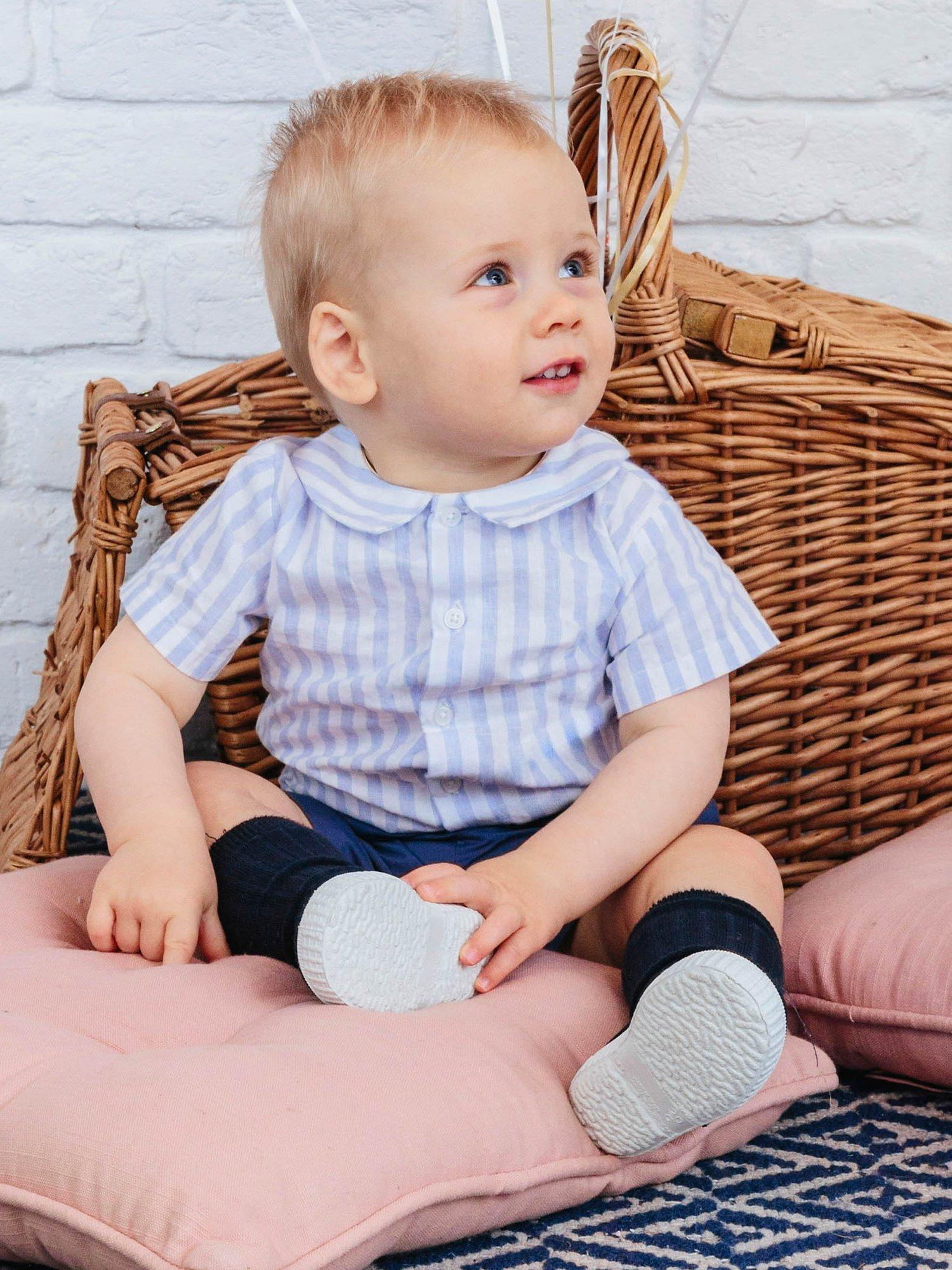 Product image 7 of 7, which shows Trotters Baby The Rupert Shirt & Shorts Set, Navy/Pale Blue, 3-6 months