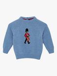 Trotters Baby Drumming Guardsman Wool Blend Jumper, Blue Marl