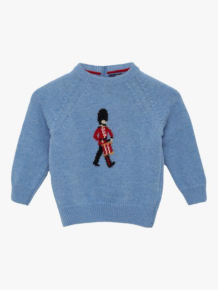 Trotters Baby Drumming Guardsman Wool Blend Jumper, Blue Marl, Blue Marl