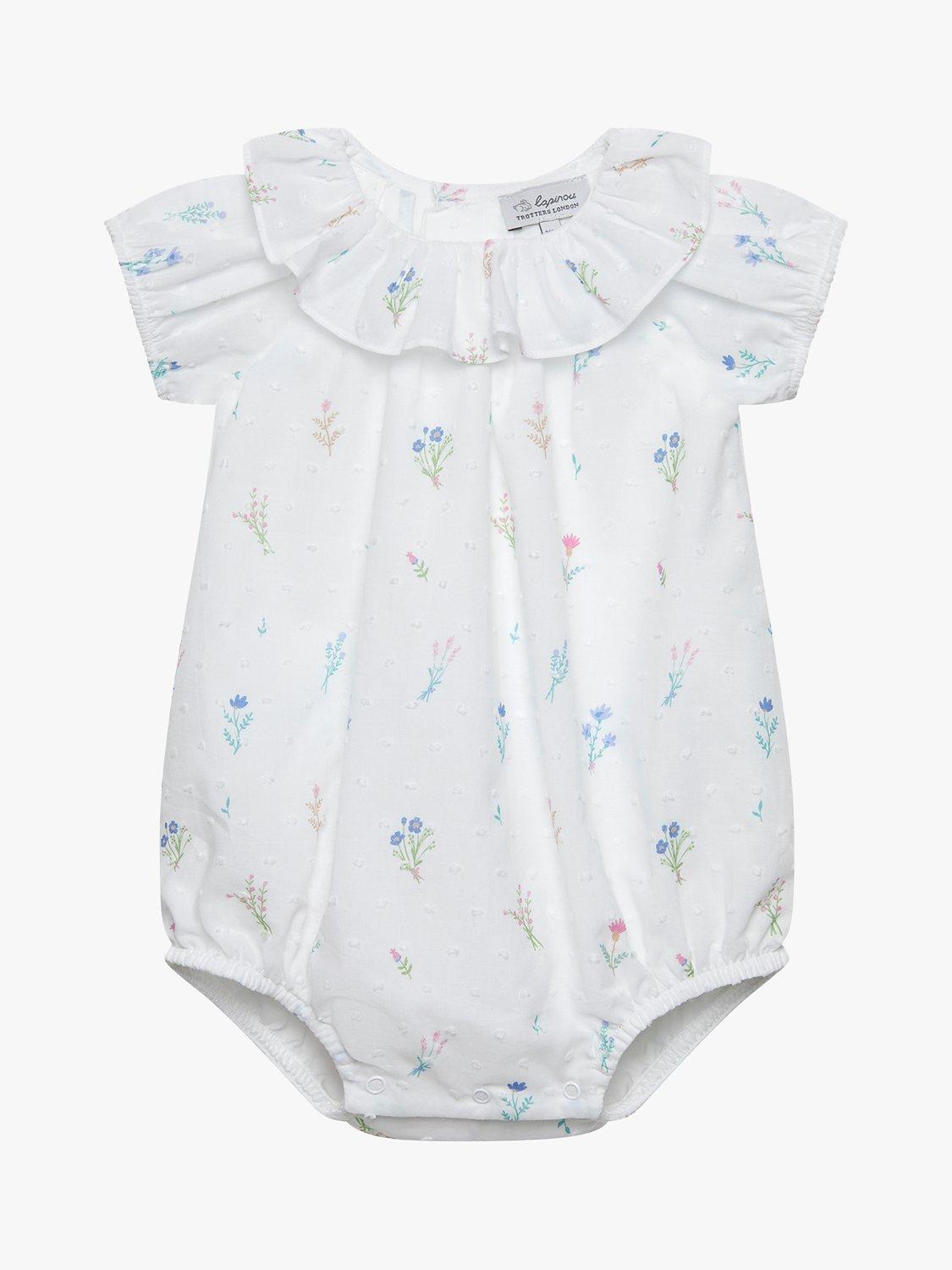 Trotters Baby Fleur Willow Print Bubble, White/Multi