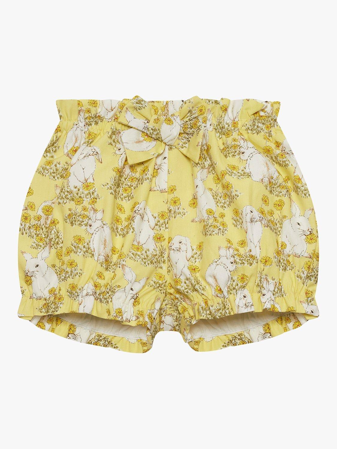 Trotters Baby Bunny Print Cotton Bloomers, Yellow/Multi