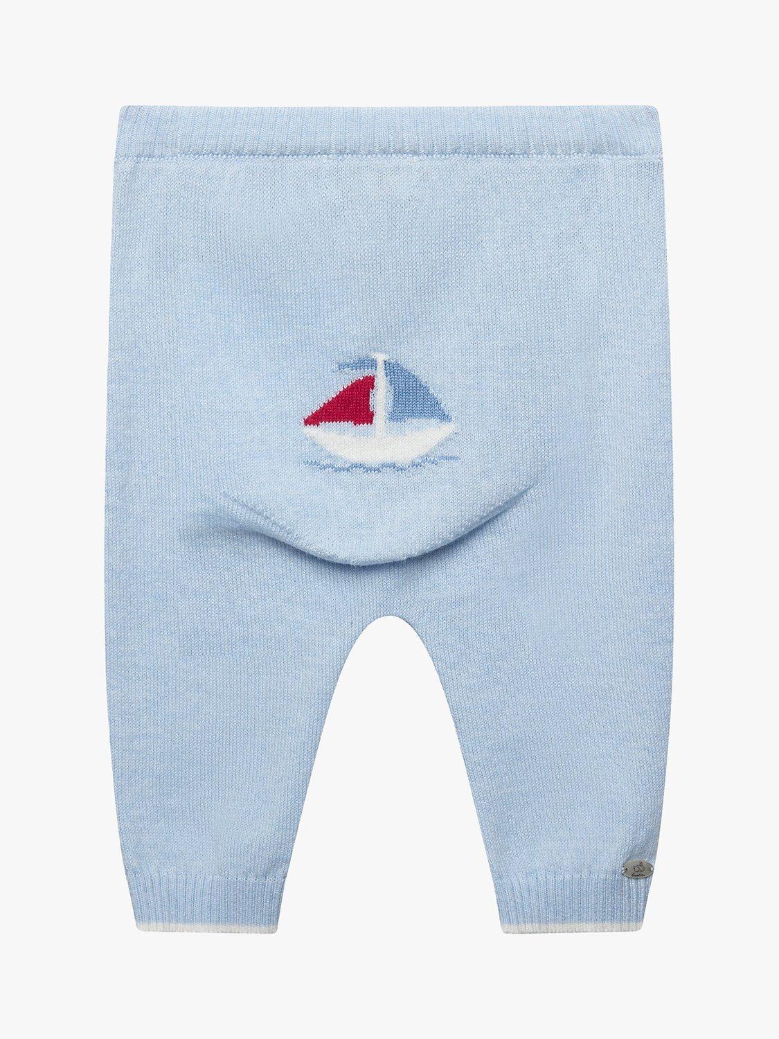 Trotters Baby Nicholas Intarsia Sail Boat Leggings, Pale Blue