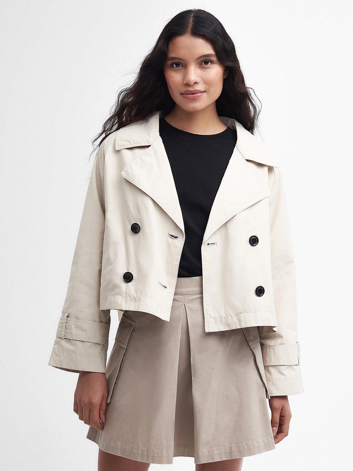Barbour International Hadfield Cropped Trench Coat, Blanc