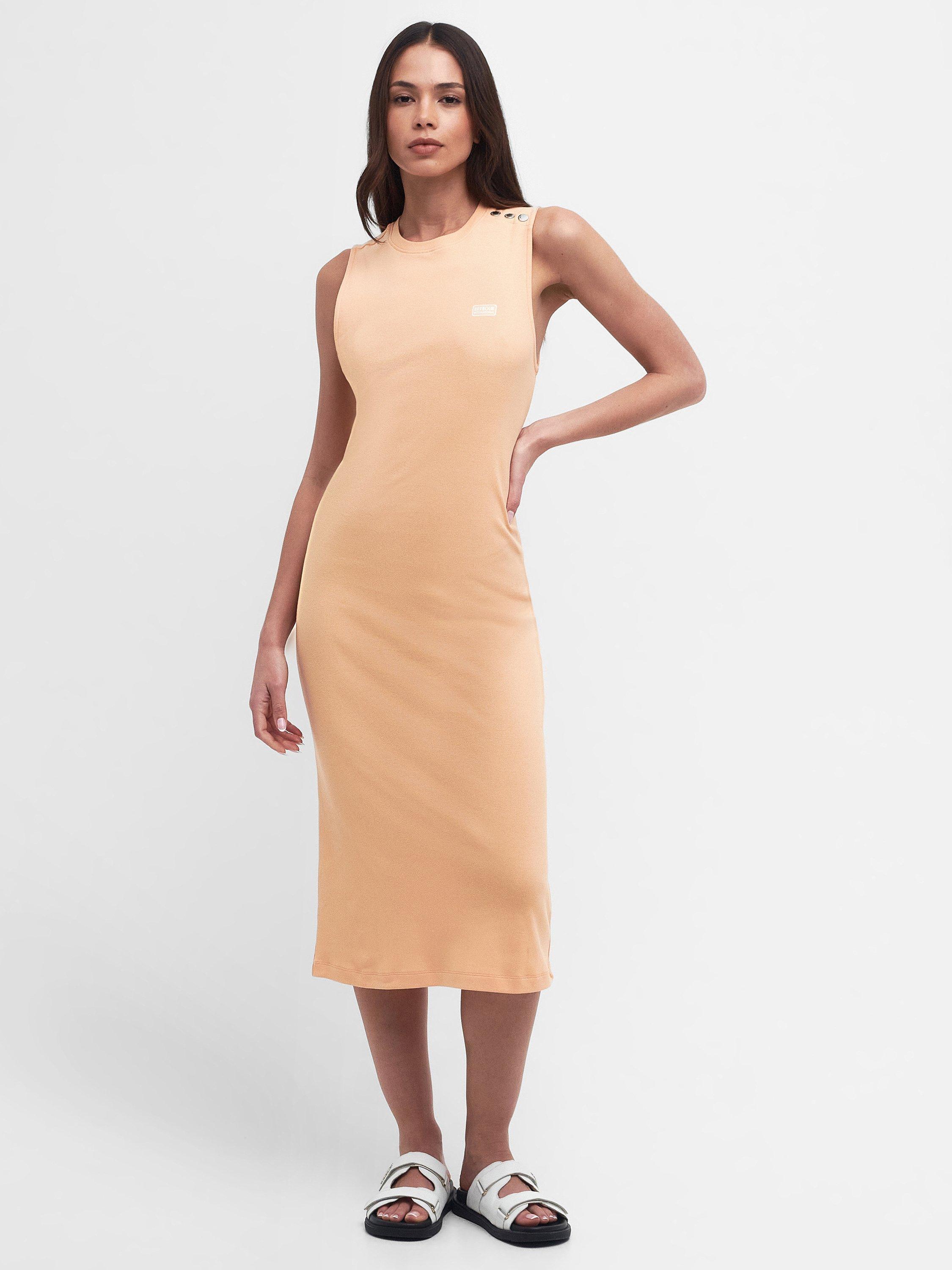 Barbour International Hadfield Midi Dress, Peach Melba