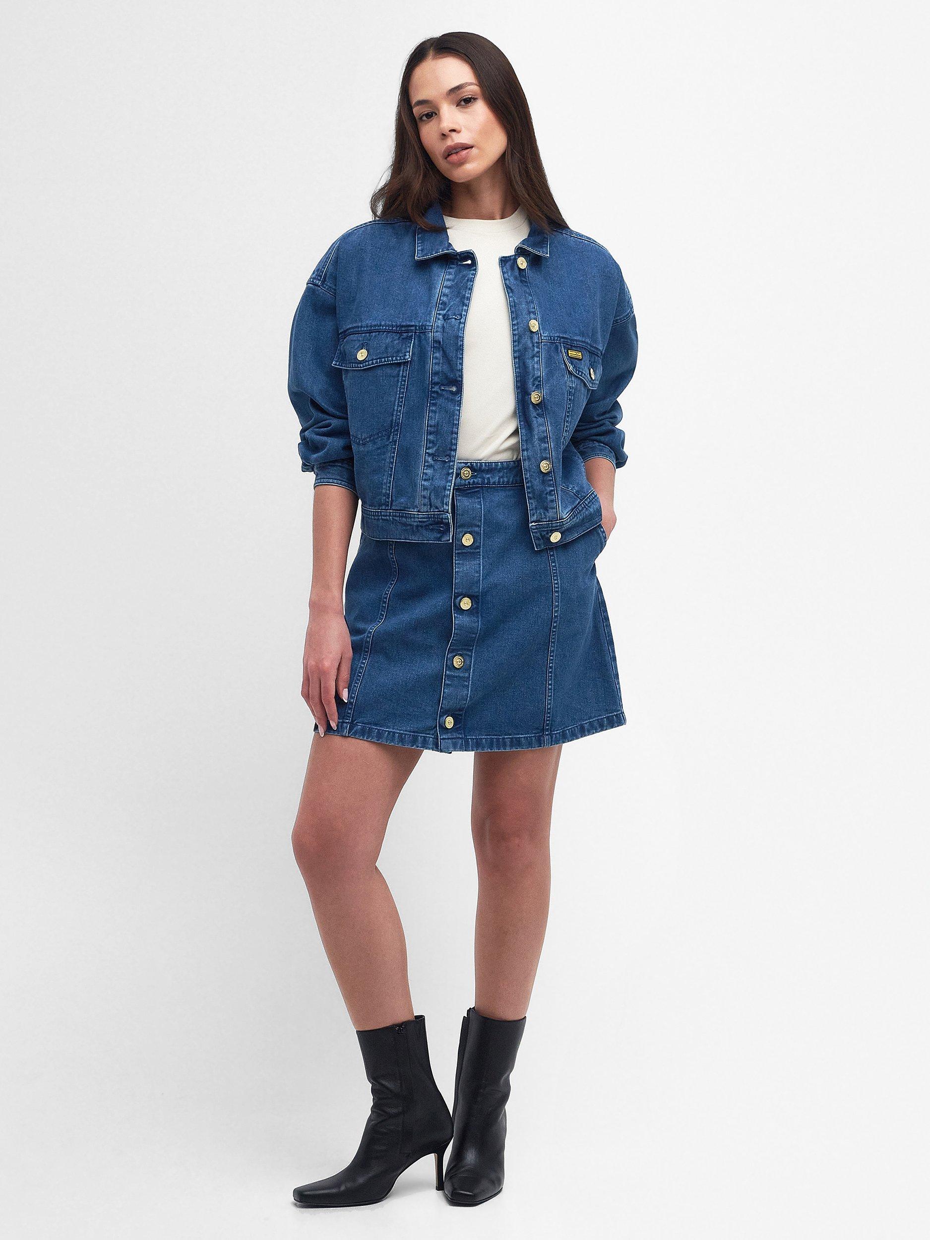 Barbour International Lorimer Denim Mini Skirt, Authentic Wash