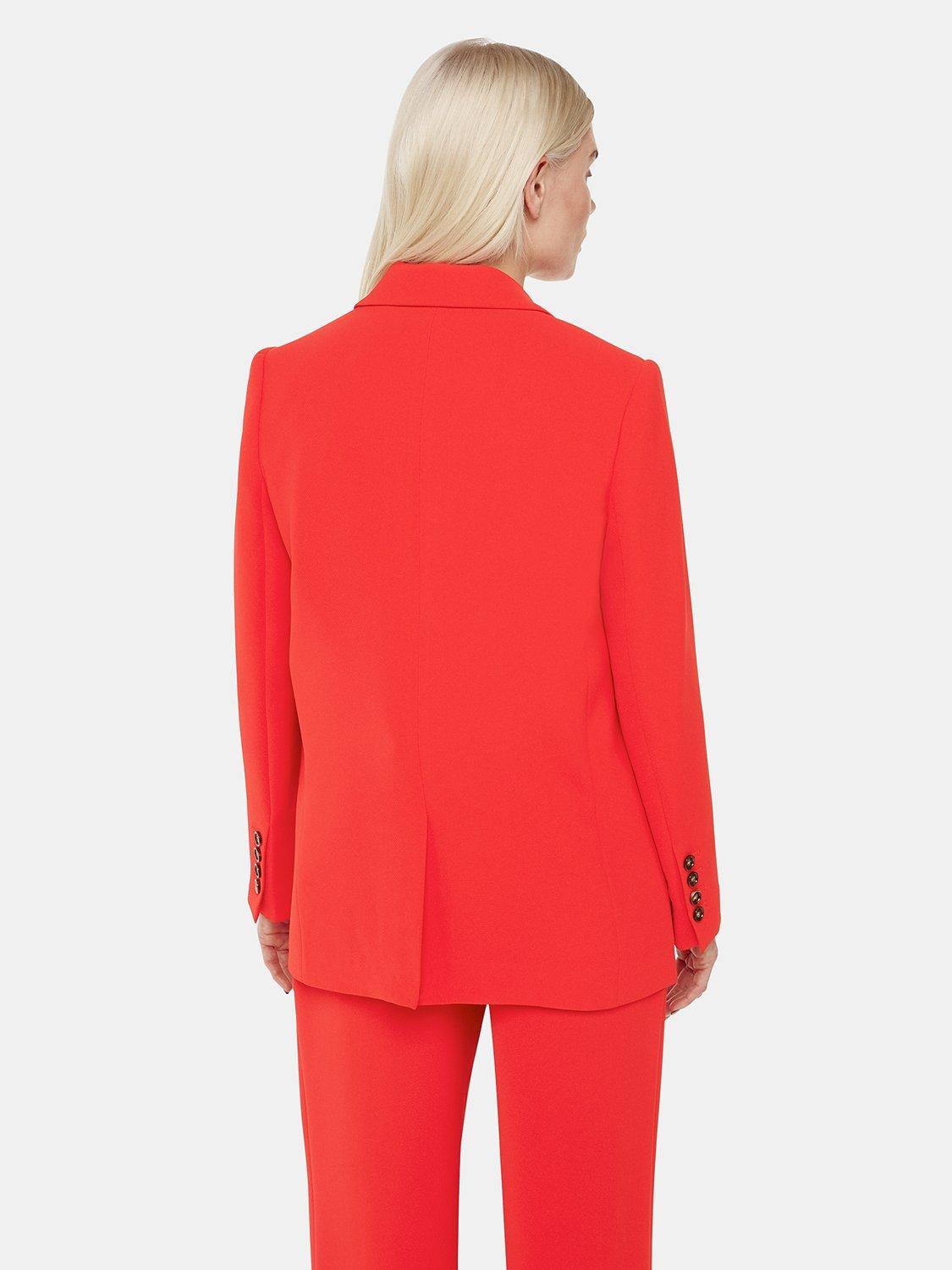 Whistles Crepe Boyfriend Blazer, Red, 6