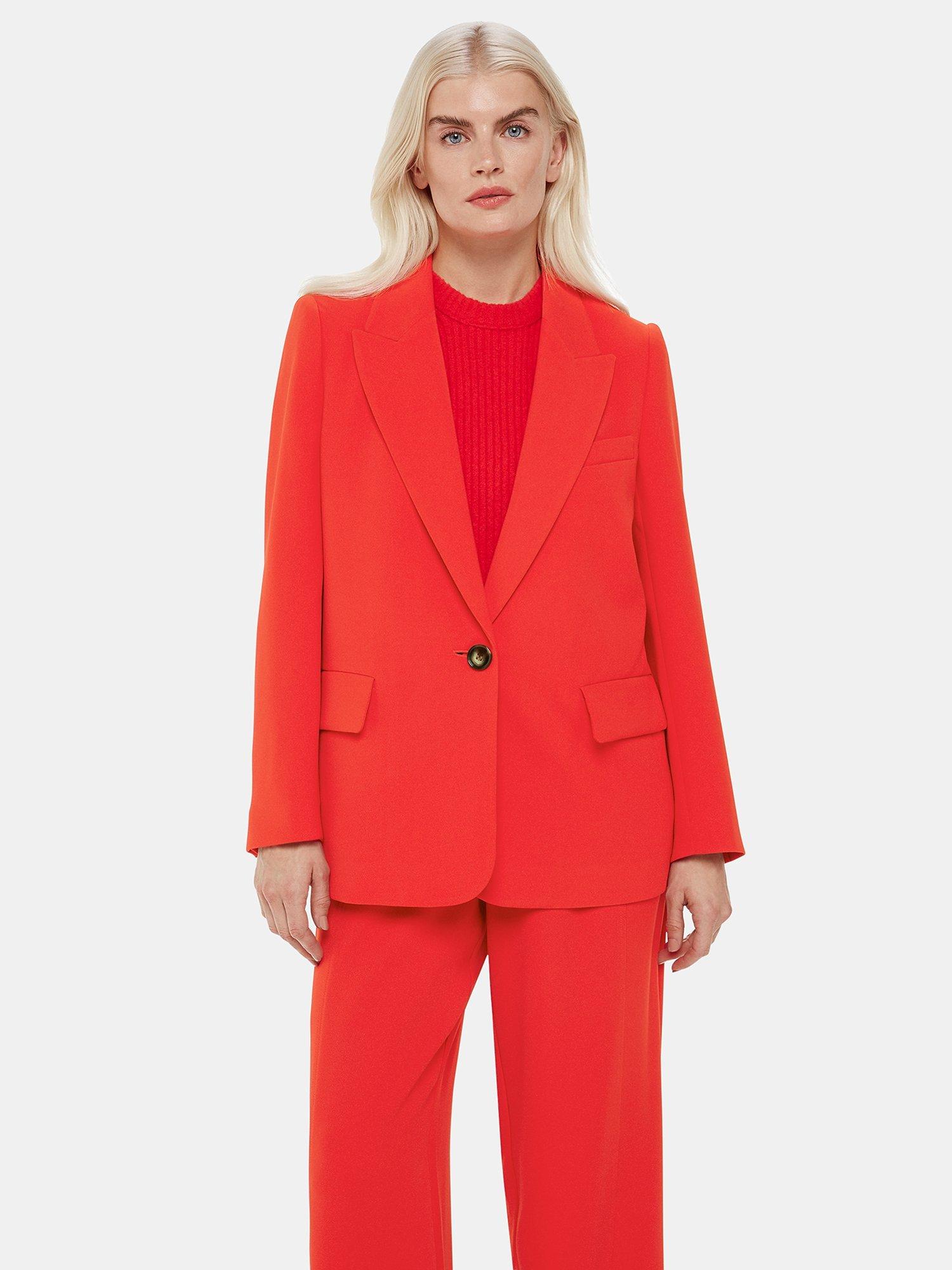 Whistles Crepe Boyfriend Blazer, Red, 6