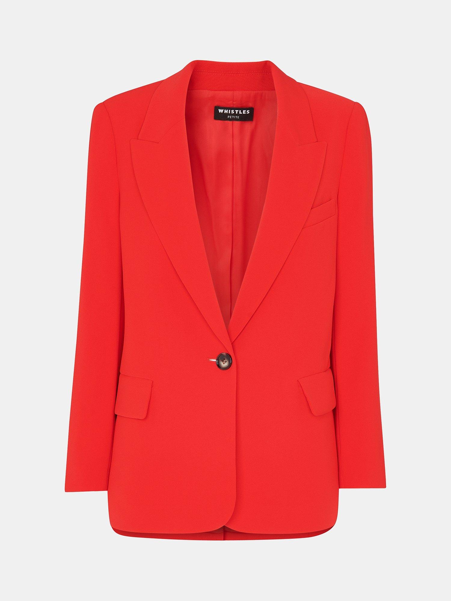 Whistles Crepe Boyfriend Blazer, Red, 6