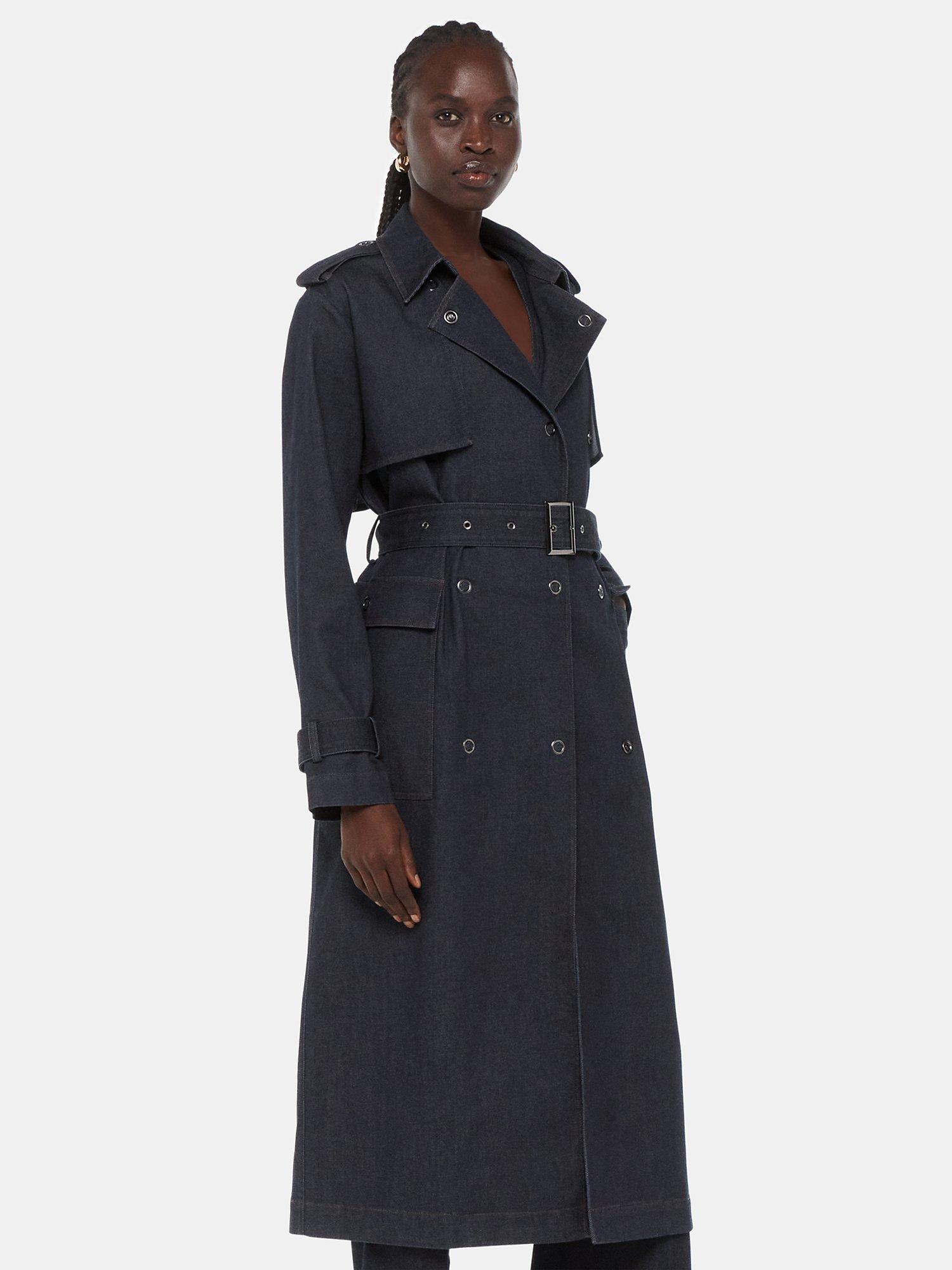 Product image 1 of 5, which shows Whistles Cara Denim Trench Coat, Dark Denim, 6