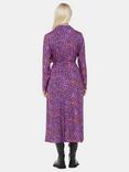 Whistles Petite Mottled Leopard Print Midi Dress, Pink/Multi