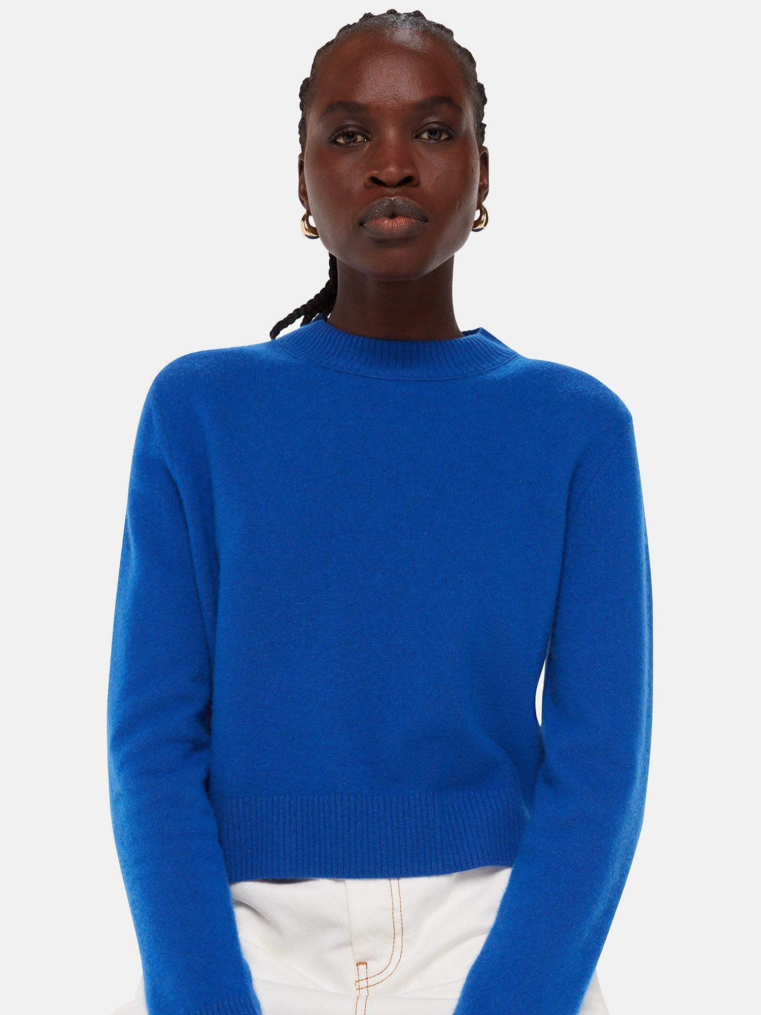 Whistles Cropped Wool Jumper Cobalt Blue