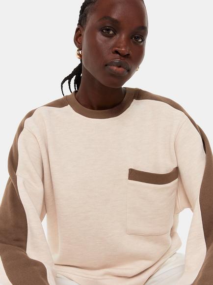 Whistles Colourblock Sweatshirt, Khaki/Beige, Khaki/Beige