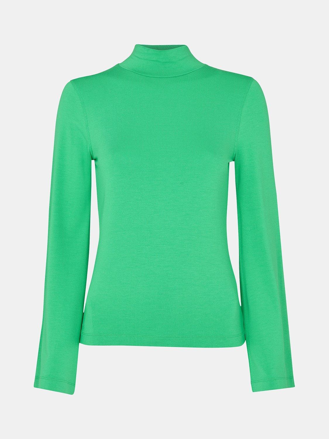 Product image 5 of 5, which shows Whistles Wide Sleeve High Neck Top, Green, 16