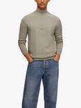 Selected Half Zip Knit Jumper, Grey