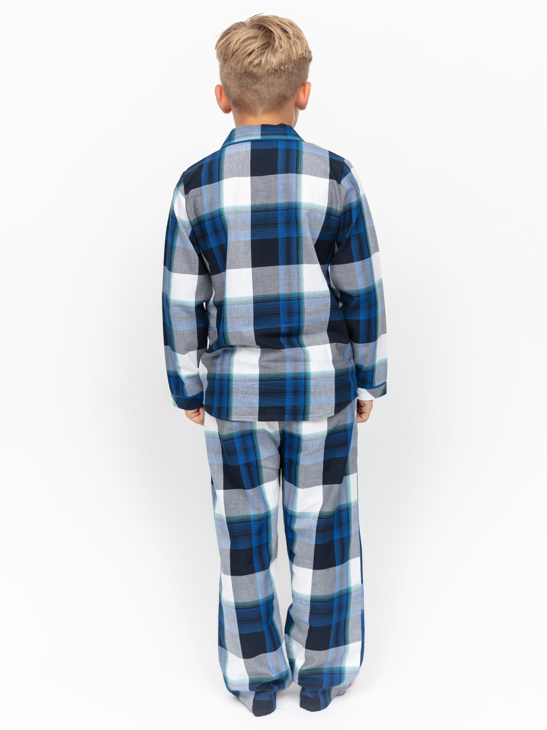 Product image 3 of 4, which shows Minijammies Kids' Aldrin Check Long Sleeve Pyjama Set, Navy/Multi, 2-3 years