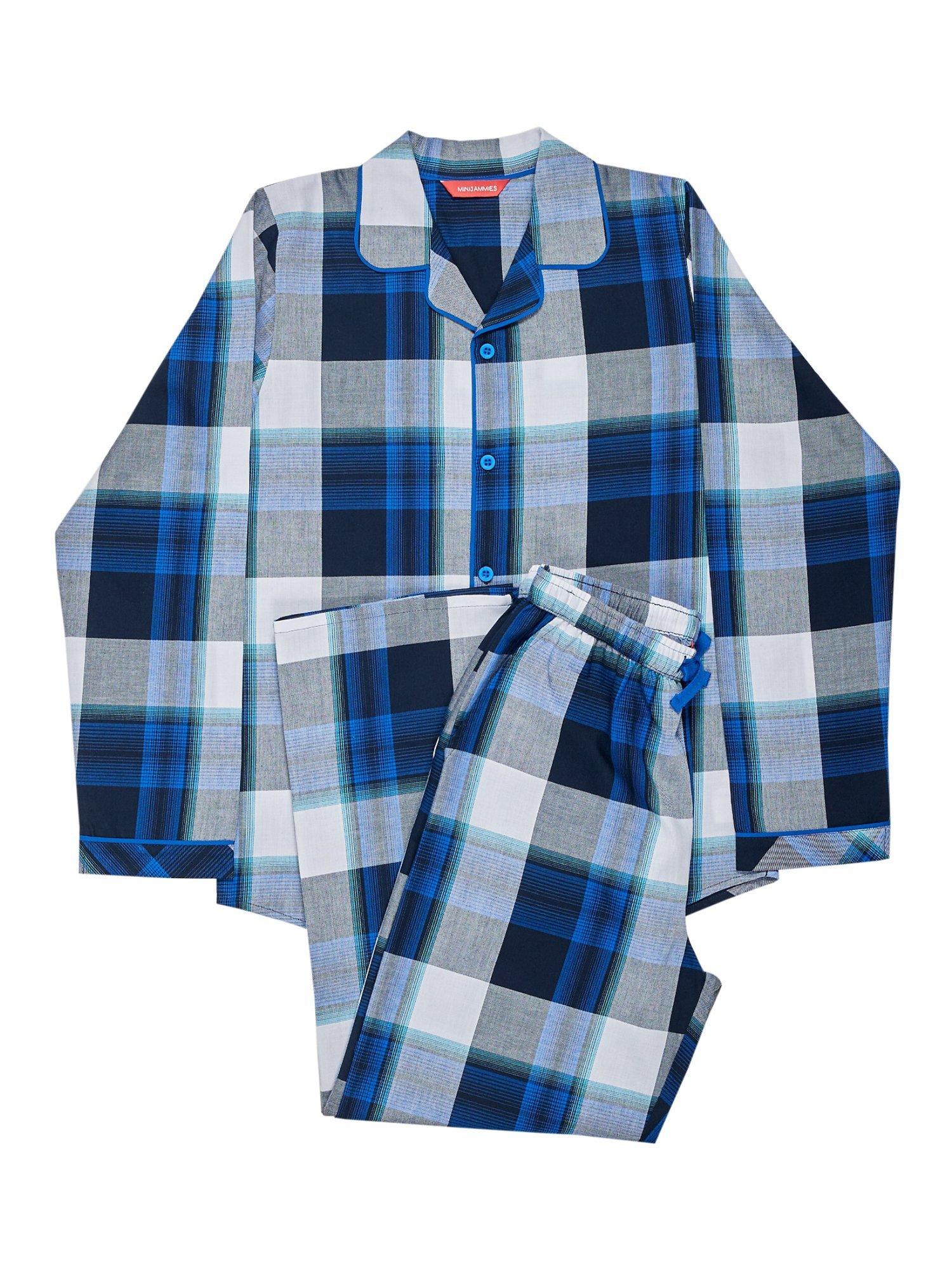 Product image 4 of 4, which shows Minijammies Kids' Aldrin Check Long Sleeve Pyjama Set, Navy/Multi, 2-3 years