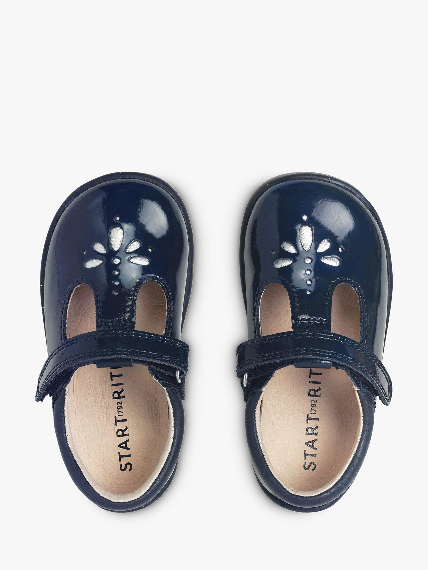 Start-Rite Kids' Puzzle Leather Patent T-Bar Shoes, Navy