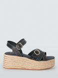 John Lewis Kassie Leather Buckle Flatform Wedge Espadrilles