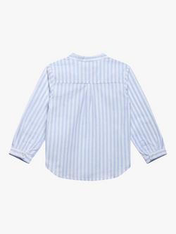 Trotters Kids' Oscar Collarless Stripe Shirt, Pale Blue - view 2, Pale Blue