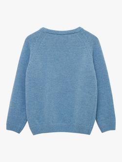 Trotters Kids' Wool Blend Drumming Guardsman Jumper, Blue Marl - view 2, Blue Marl
