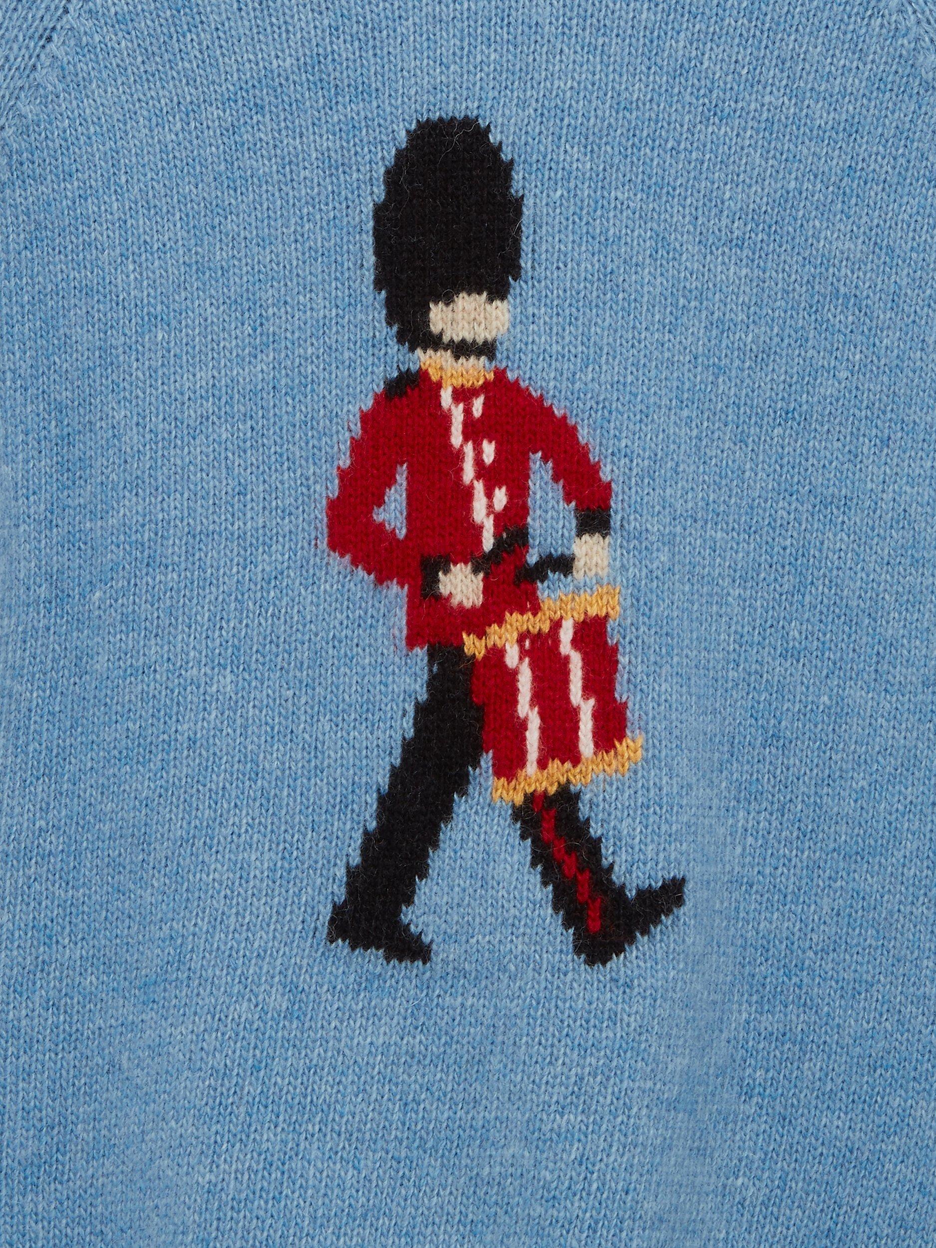 Product image 3 of 3, which shows Trotters Kids' Wool Blend Drumming Guardsman Jumper, Blue Marl, 6-7 years