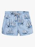 Trotters Baby Sailboat Print Swim Shorts, Blue