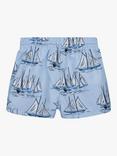 Trotters Baby Sailboat Print Swim Shorts, Blue