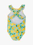 Trotters Baby Lemons Print Frill Swimsuit, Aqua/Lemon