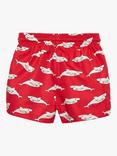 Trotters Baby Shark Print Swim Shorts, Red/Multi