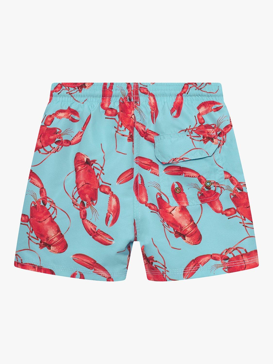 Product image 2 of 2, which shows Trotters Kids' Lobster Swim Shorts, Aqua/Multi, 2-3 years