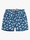 Trotters Kids' Crab Print Swim Shorts, Navy