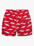 Trotters Kids' Shark Print Swim Shorts, Red/Multi